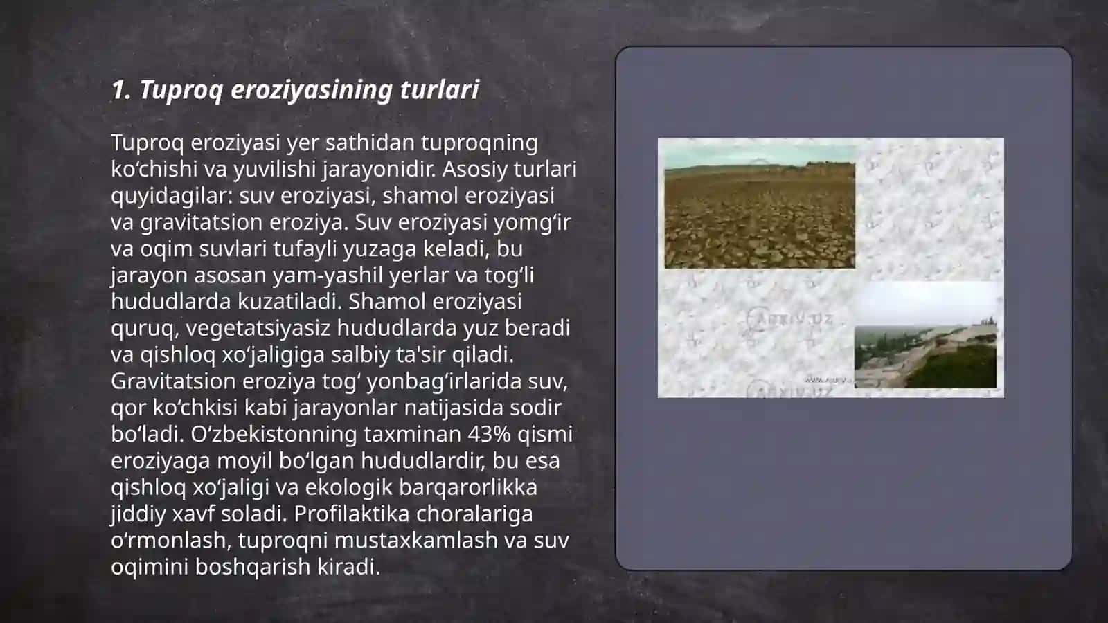 Tuproq eroziyasi va unga qarshi kurashish chora-tadbirlari 3