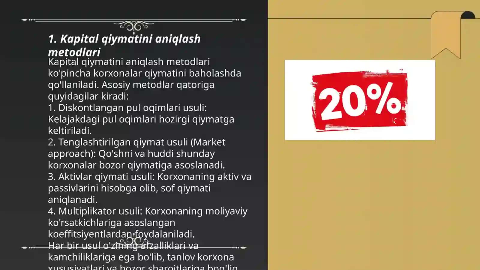 Kapital qiymat va diskont stavkasini hisoblash 3