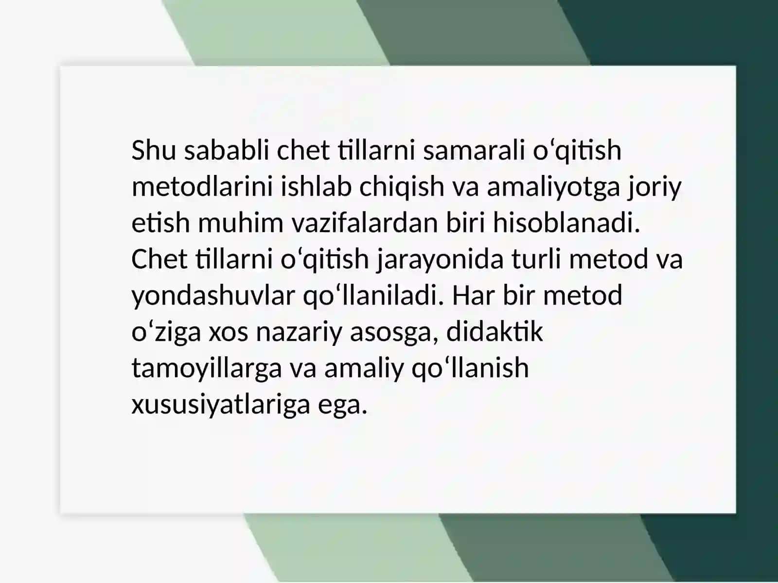 Chettillarini oʻqitish va oʻrgatishning tajribali uslublari 3