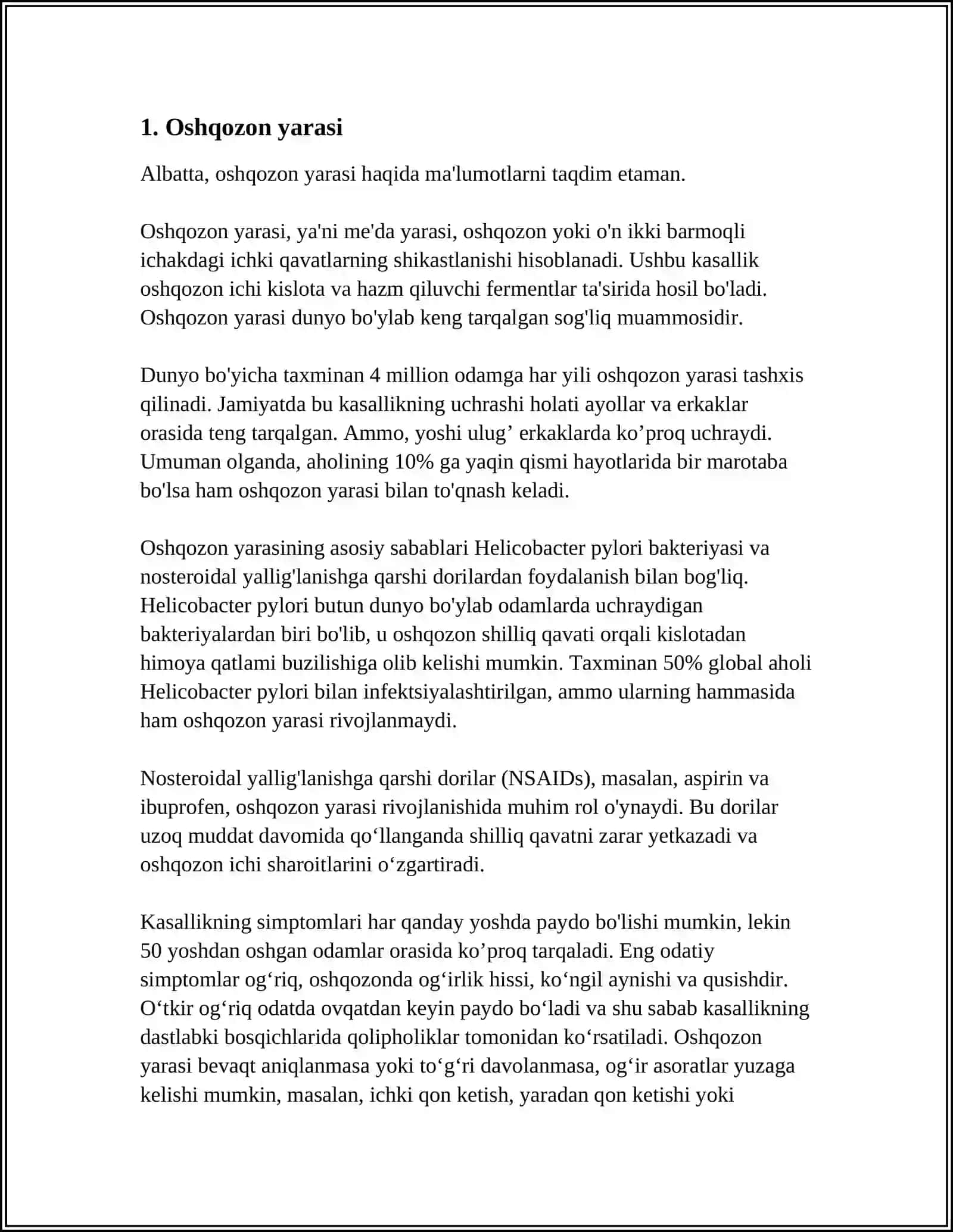 Oshqozon yarasi haqida referat 3