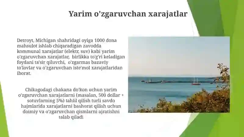 Xarajatlarning turkumlanishi 3