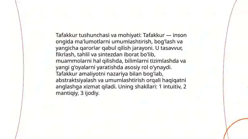 Tafakkur shakllari tushuncha,hukm va xulosa 3