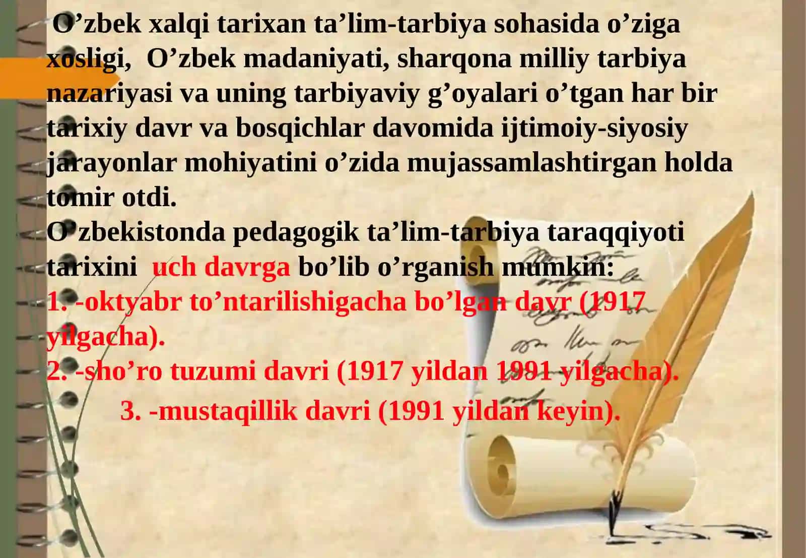 Pedagogik fikrlar taraqqiyoti va tarixiy-ligi 3