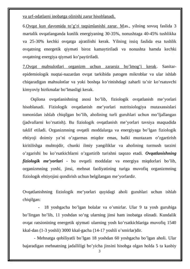 Shaxsiy ovqatlanishning adekvatligi 3