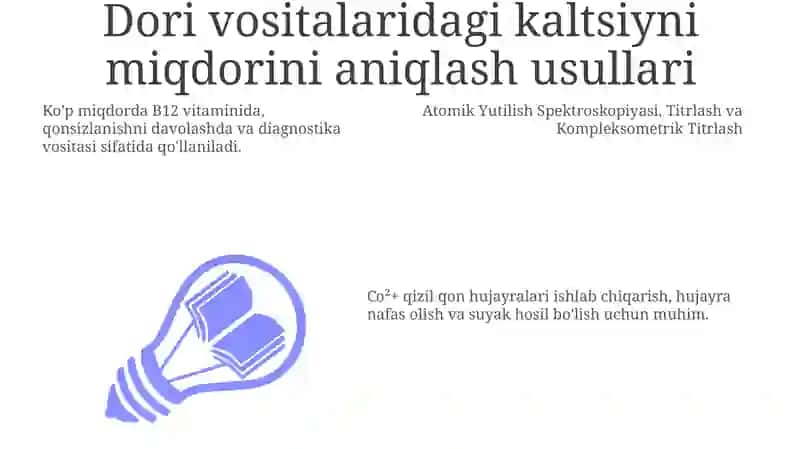 Co²⁺ kationini organizmdagi ahamiyati, tibbiyotda qoʻllanilishi va dori vositalari tarkibida sifat hamda miqdorini aniqlash 3