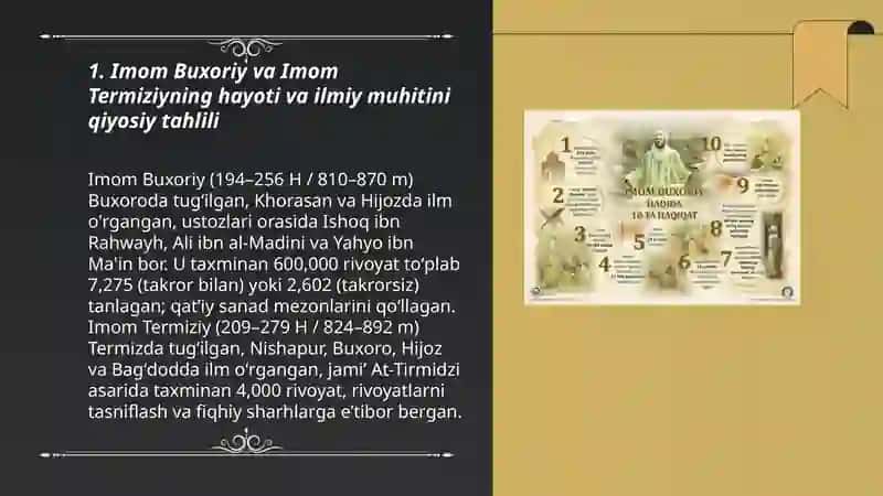 Imom Buxoriy va imom Termiziyning xadis ilmiga qoʻshgan hissalarining qiyosiy tahlili 3