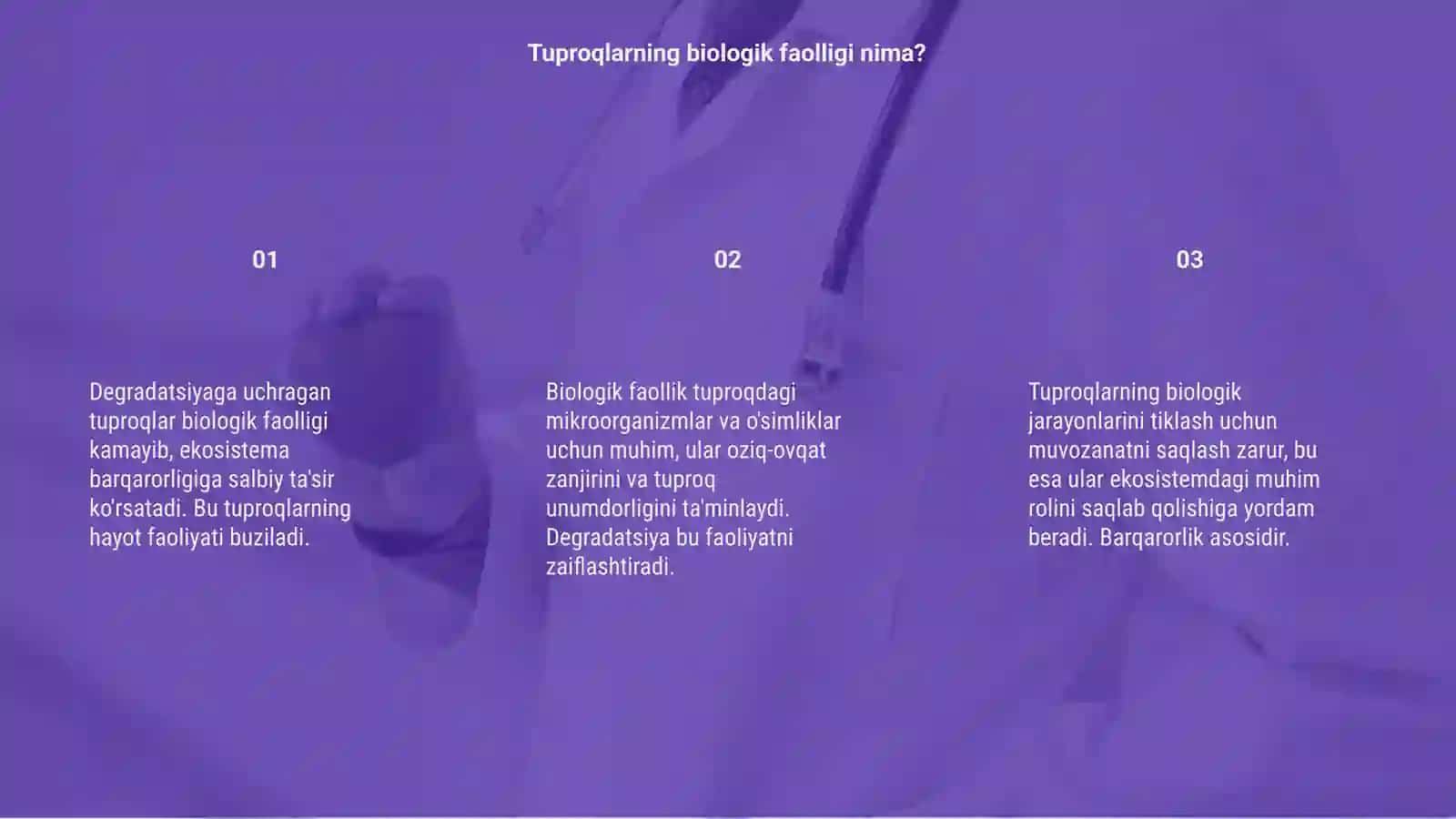 Degradatsiyaga uchragan tuproqlarning biologik faolligi 3