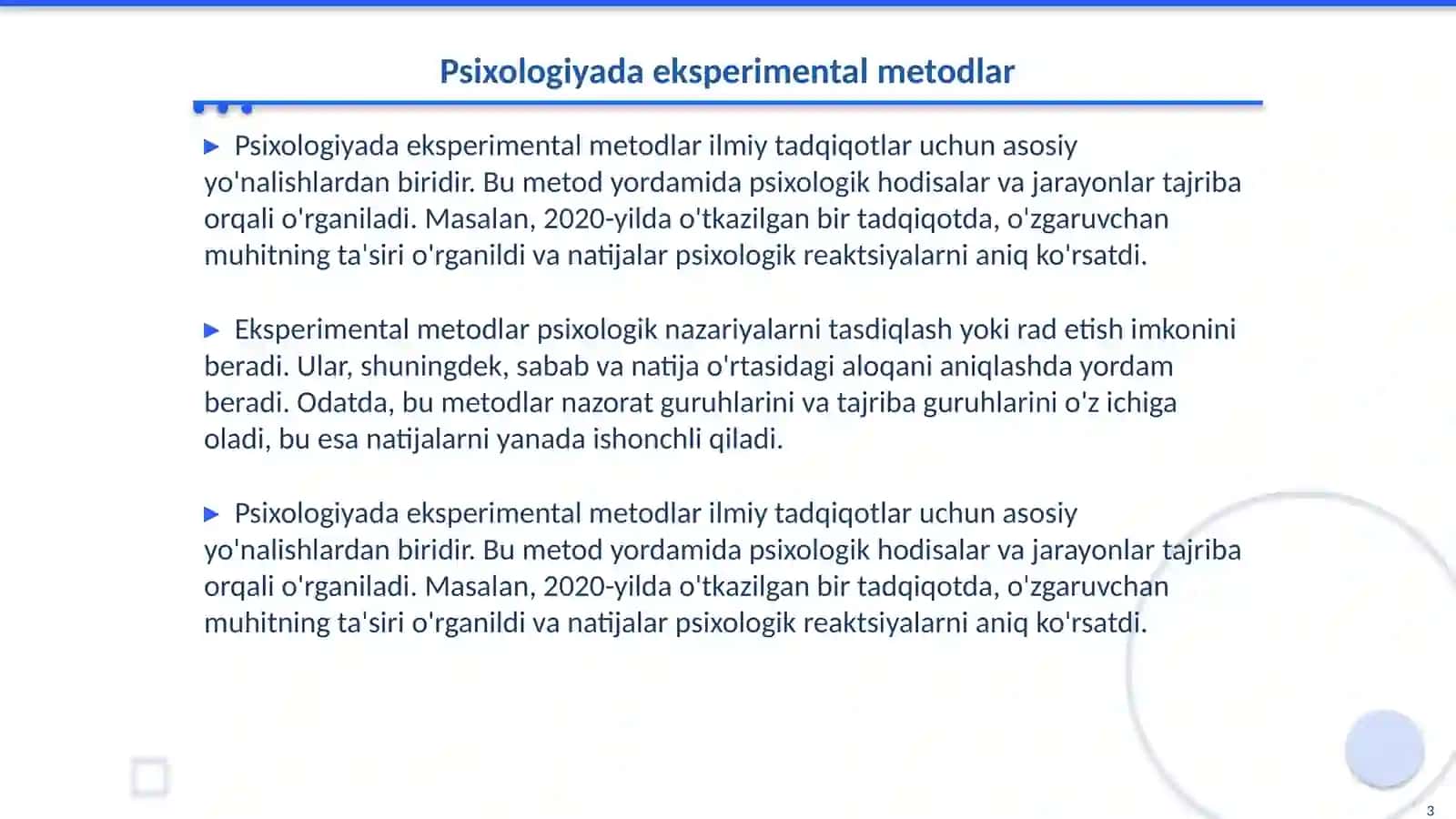 Hozirgi zamon psixologiyaning tadqiqot metodlari 3