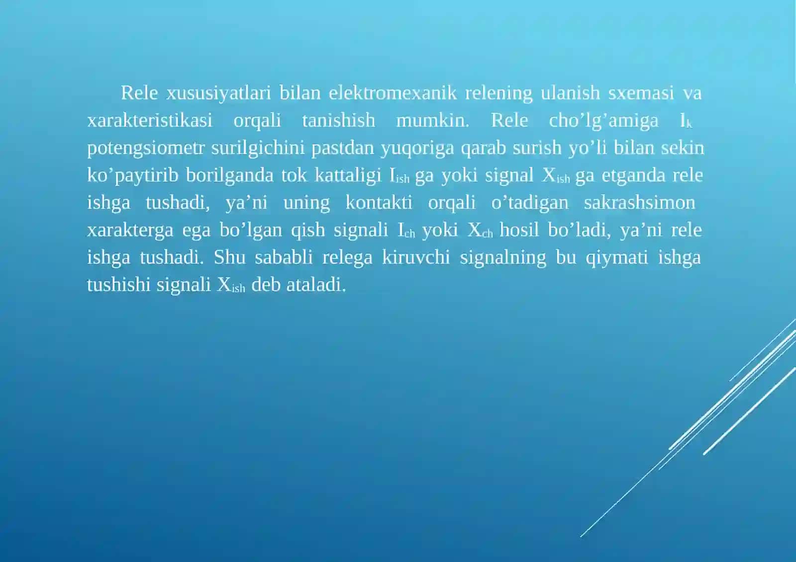 Rele-kantaktorlar orqali boshqariladigan ochiq zanjirli sxemalar 3