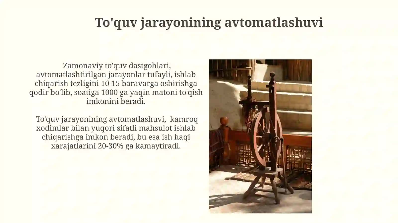 Zamonaviy to'quvchilik dastgohlari 3