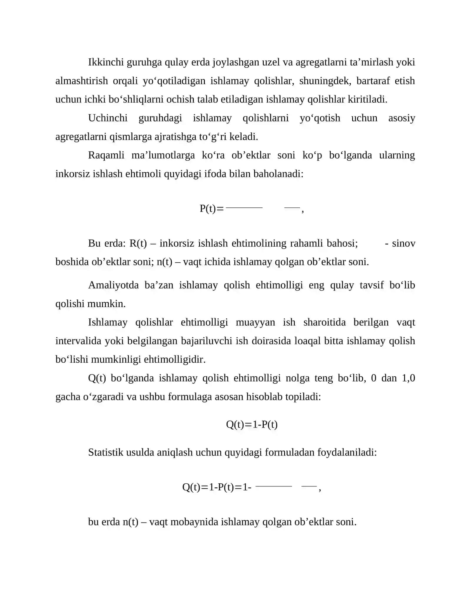 Inkorsiz ishlash extimolini baholash. 3