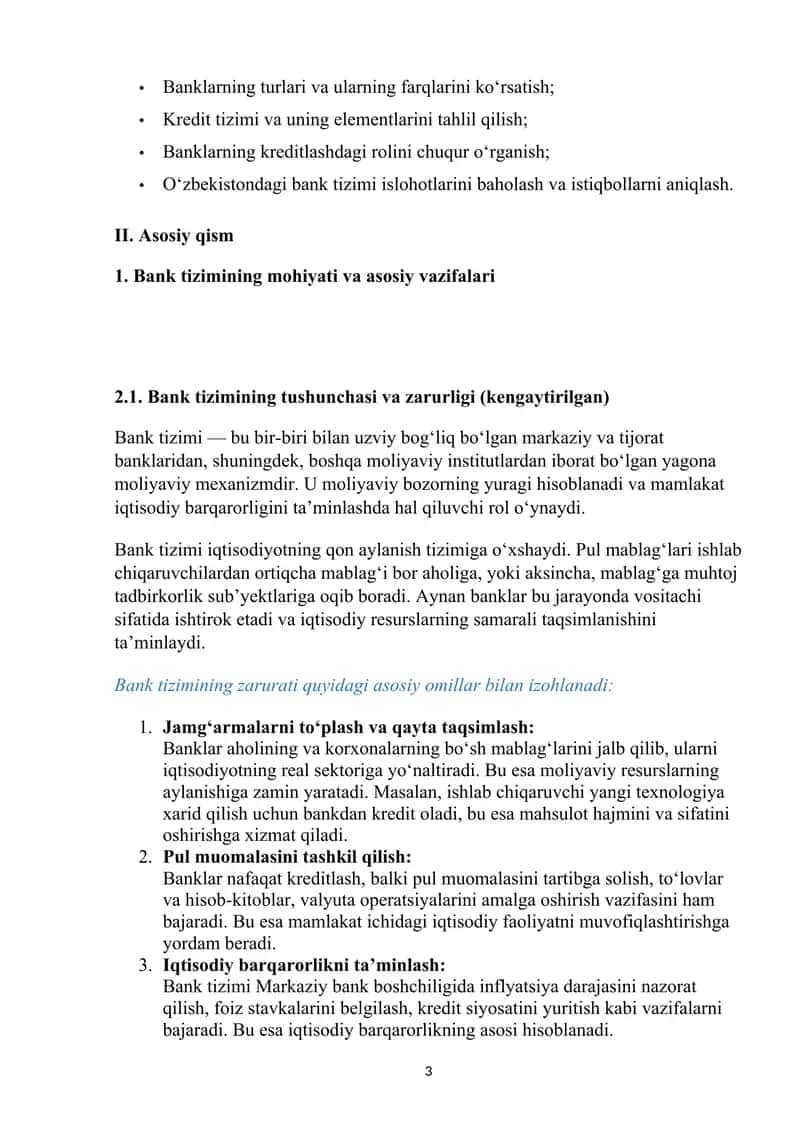 BANKLAR, ULARNING TURLARI VA KREDIT TIZIMIDAGI ROLI 3