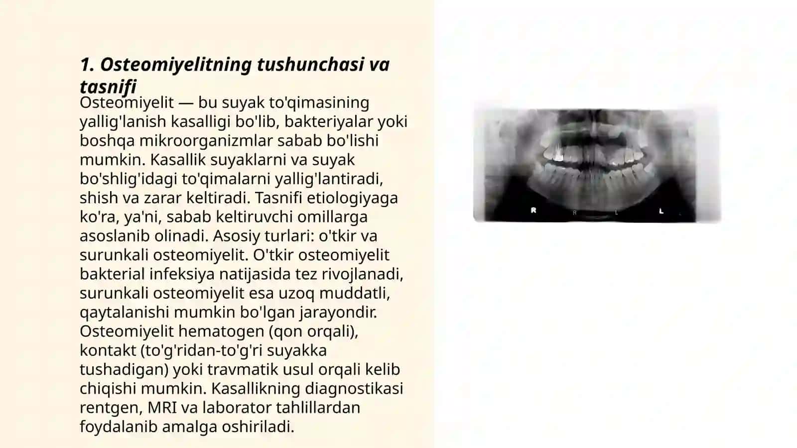 Odontogen osteomiyelit tasnifi, klinikasi 3