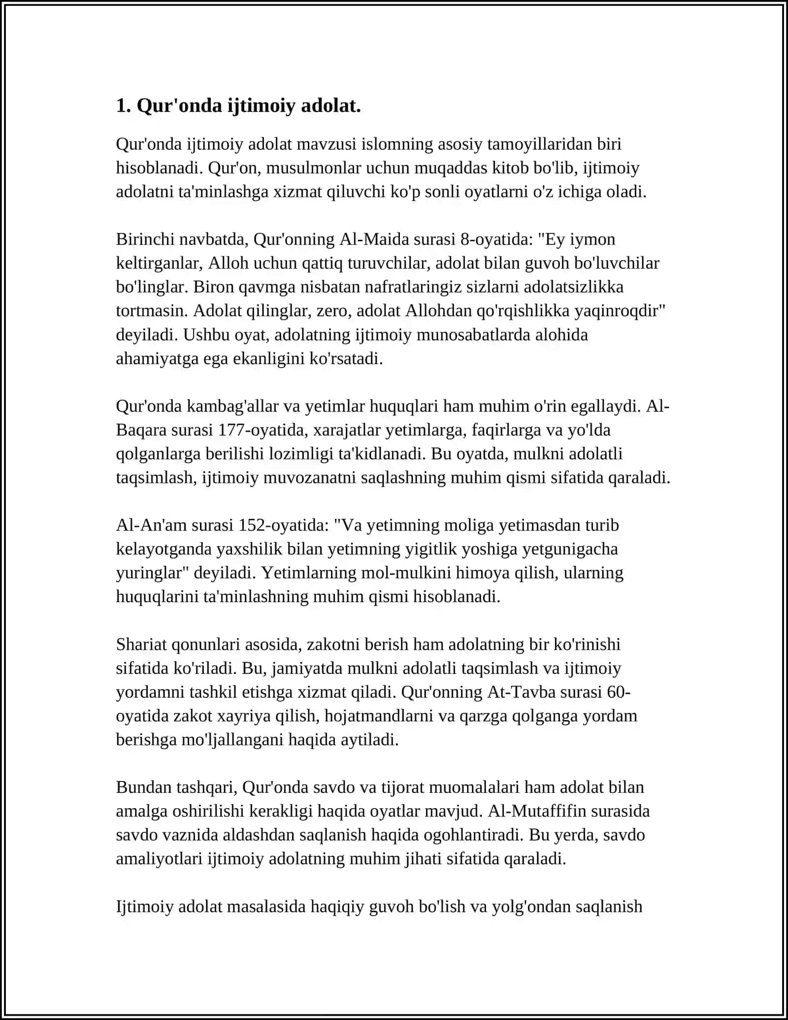 QUR'ON VA HADISLARDA BERILGAN IJTIMOIY- IQRISODIY ĢAYALAR 3