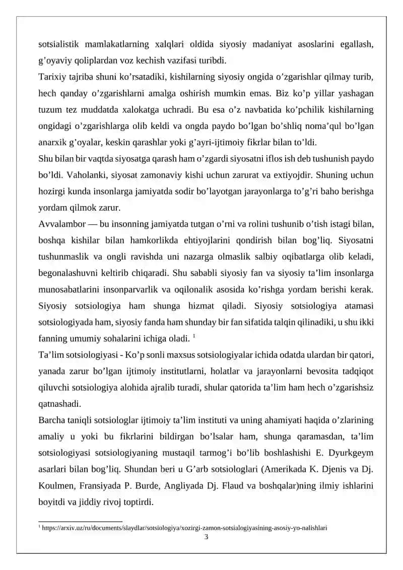 HOZİRGİ ZAMON SOTSİOLOGİYASİNİNG ASOSİY YÒNALİSHLARİ 3