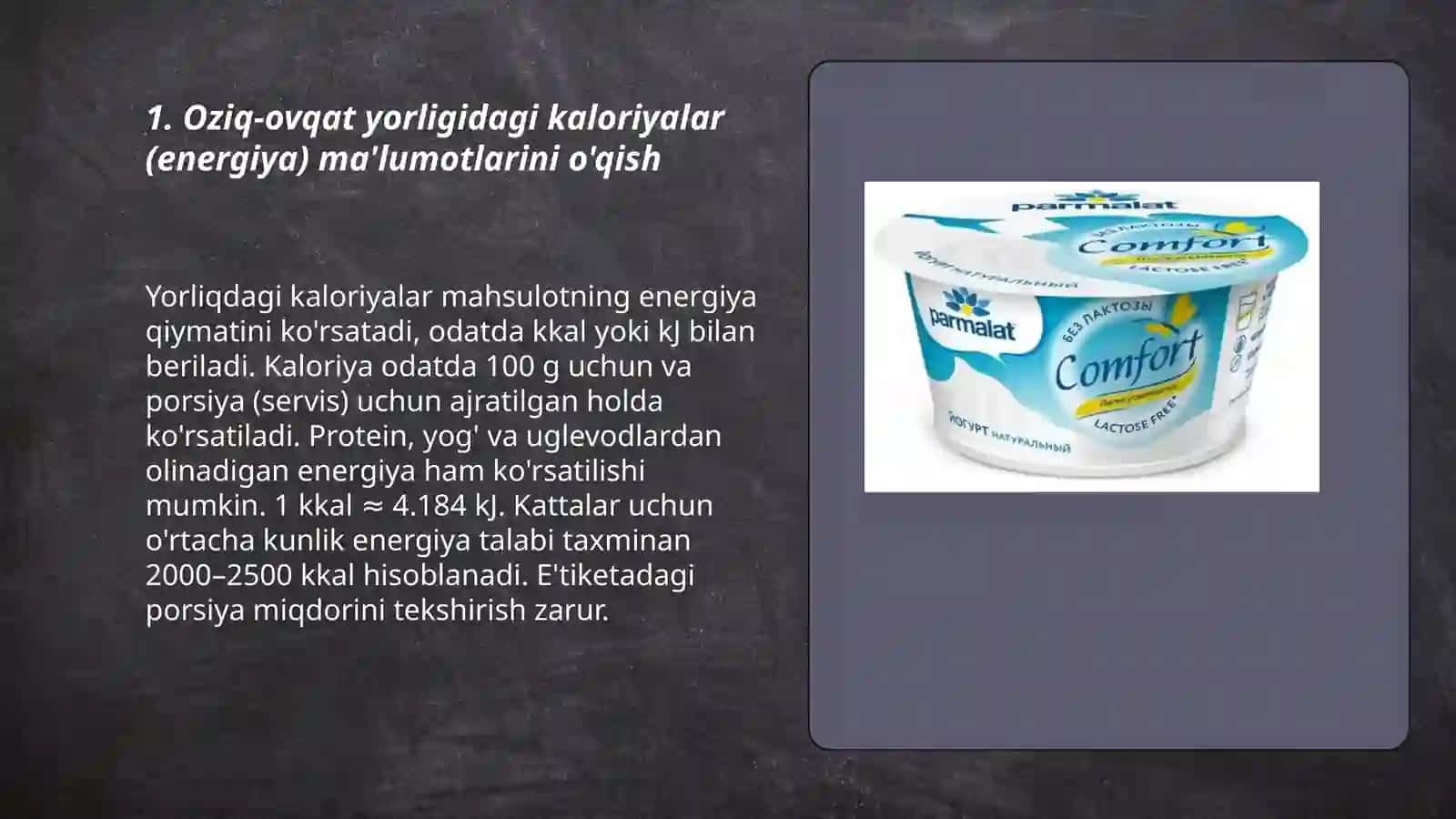 Oziq-ovqat mahsulotlarining tarkibi, foydali va zararli xususiyatlarini yorliqlari orqali o'rganish 3