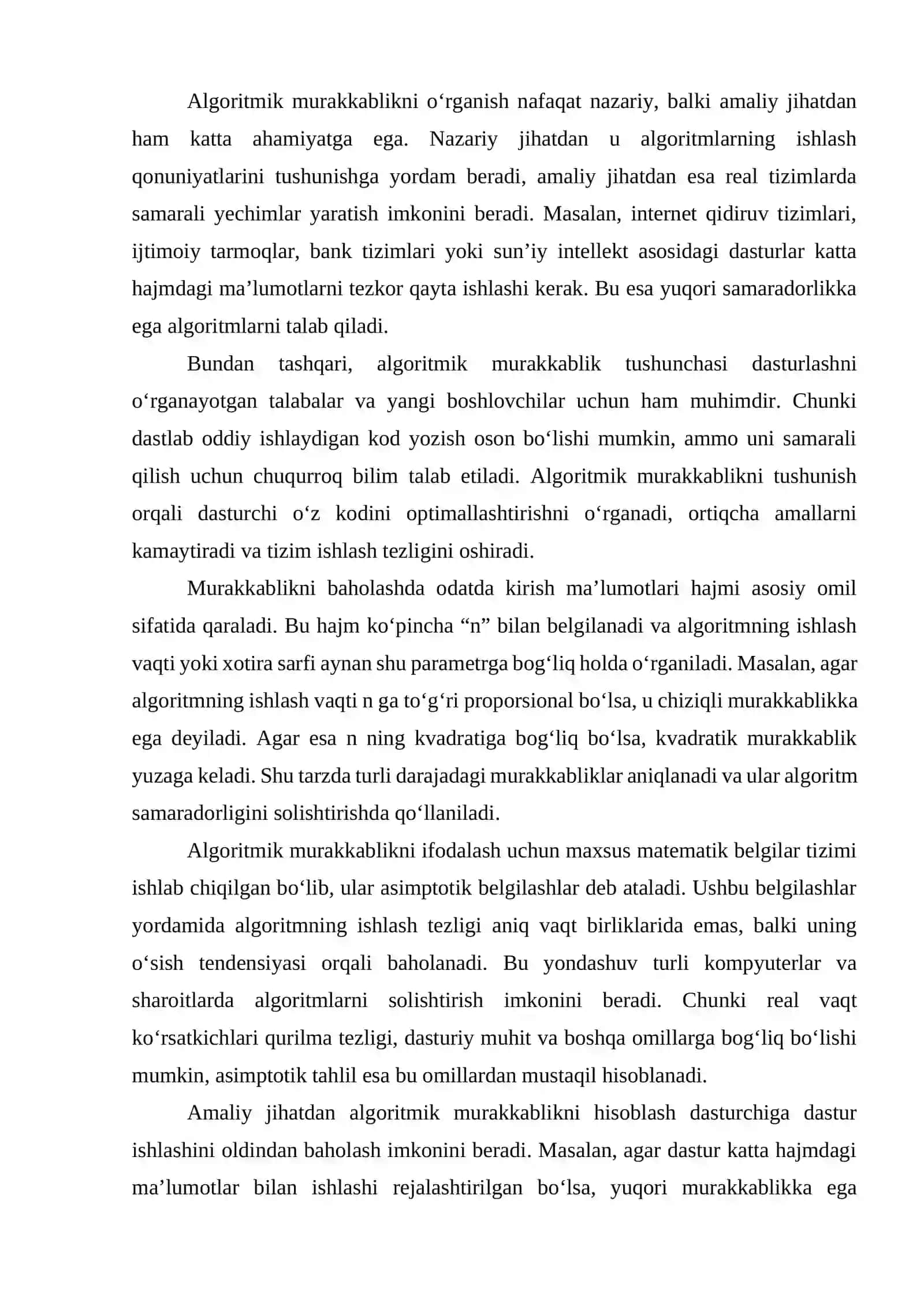 Algaritim murakkablik tushunchasi va hisoblash samaradorligi 3