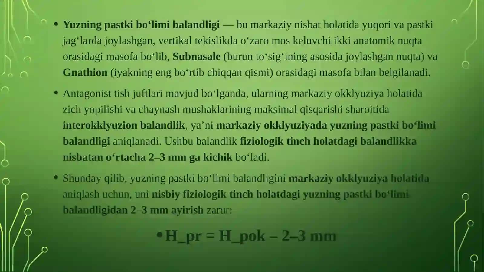 Yuzning pastki 1/3 qismi balandligini aniqlash usullari 3