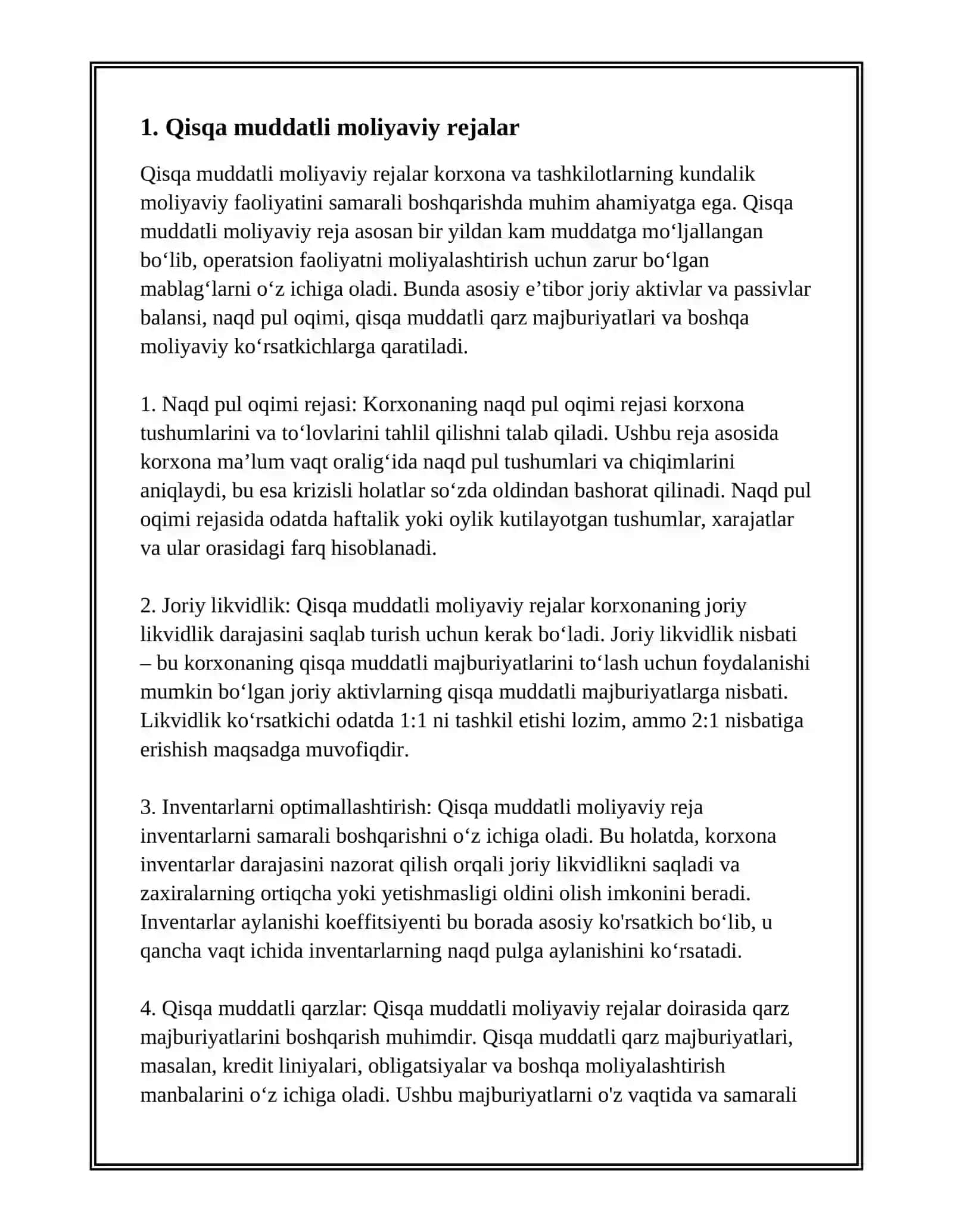 TO LOV BALANSINI QISQA VA UZOQ MUDDATLI TARTIBGA SOLISH USULLARI 3