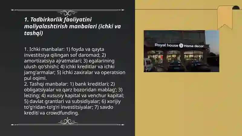 Tadbirkorlik faoliyatini moliyalashtirish 3