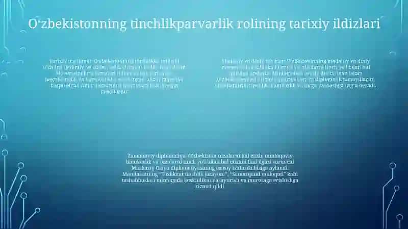 O'Zbekistonning Markaziy Osiyoda Tinchlik Va Barqarorlikni Ta'Minlashdagi O'Rni 3
