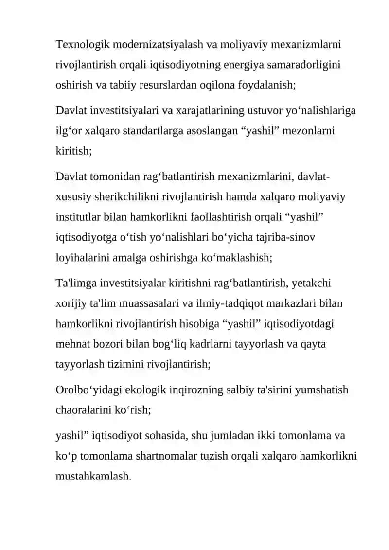Yashil iqdisodiyotga o`tish siyosatida qo`llanadigan dastaklar 3