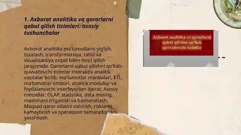 Axborot analitika va qarorlarni qabul qilishni qo‘llab quvvatlovchi tizimlar 3