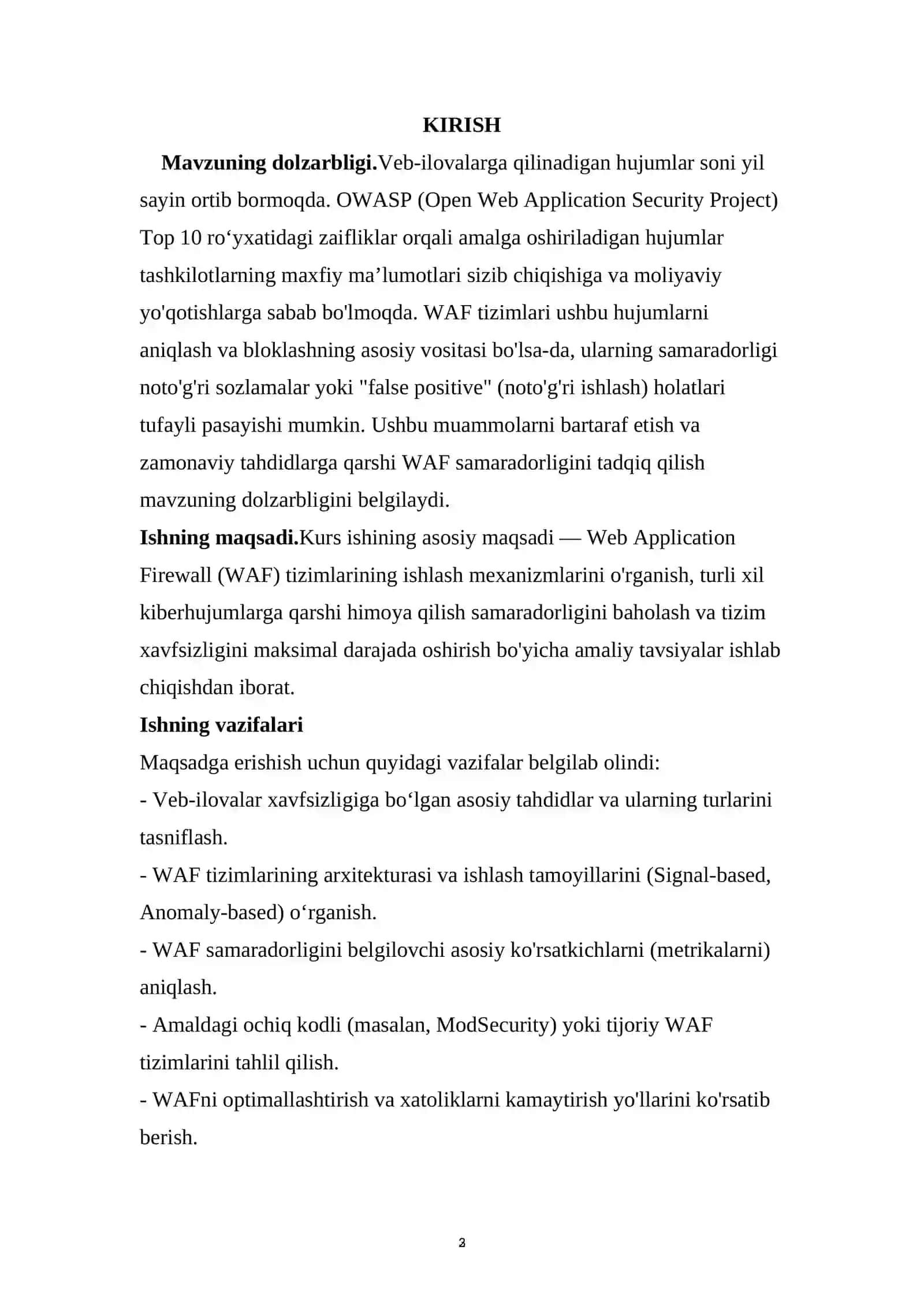 Web Application Firewall (WAF) samaradorligi 3