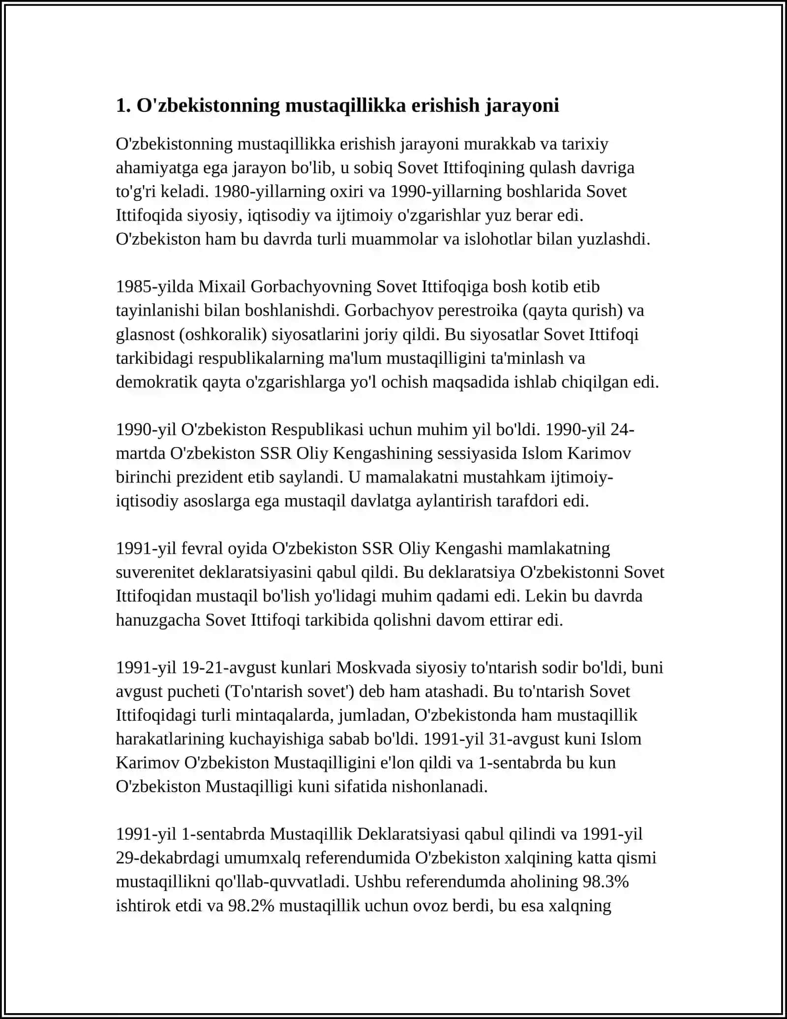 MUSTAQIL OZBEKISTON RESPUBLIKASINING TASHKIL TOPISHI VA UNING TARIXIY AHAMIYATI 3