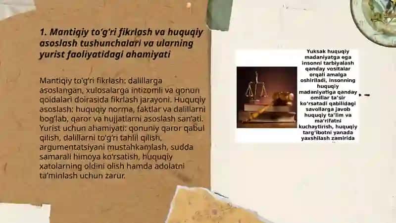Mantiqiy toʻgʻri fikrlash va huquqiy asoslashning yurist faoliyatidagi roli 3