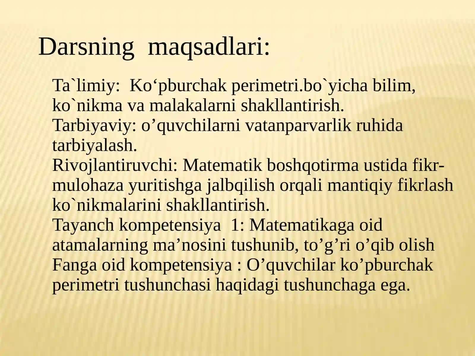 Matematika fanidan dars taqdimoti 3