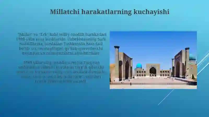 Mustaqillikka erishish arafasida O'zbekistonda ijtimoiy siyosiy o'zgarishlar 3