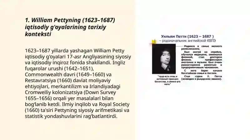 William Pettining 1623-1687-yildagi iqtisodiy g'oyalari 3