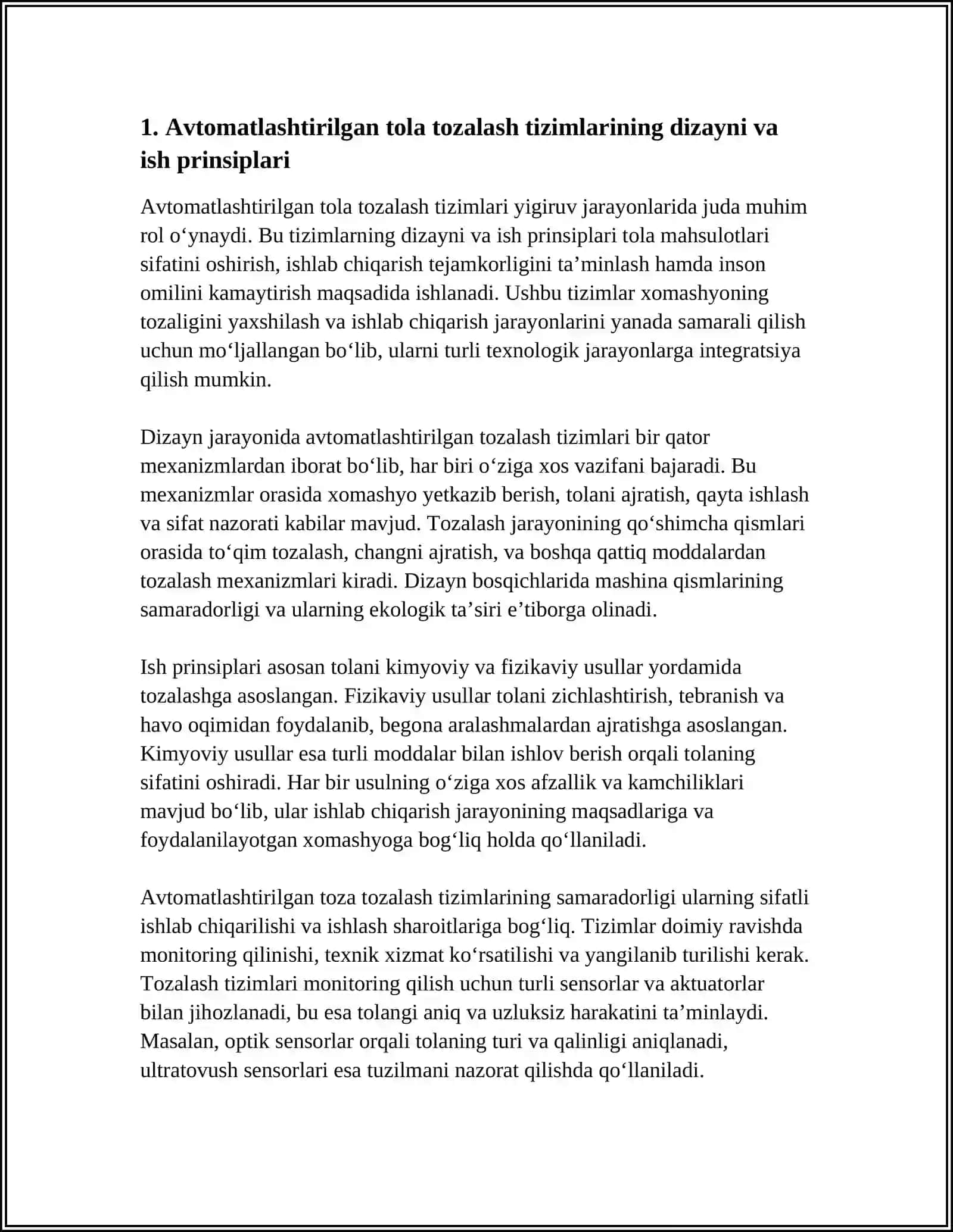YIGIRUV JARAYONLARIDA AVTOMATLASHTIRILGAN TOLA TOZALASH 3