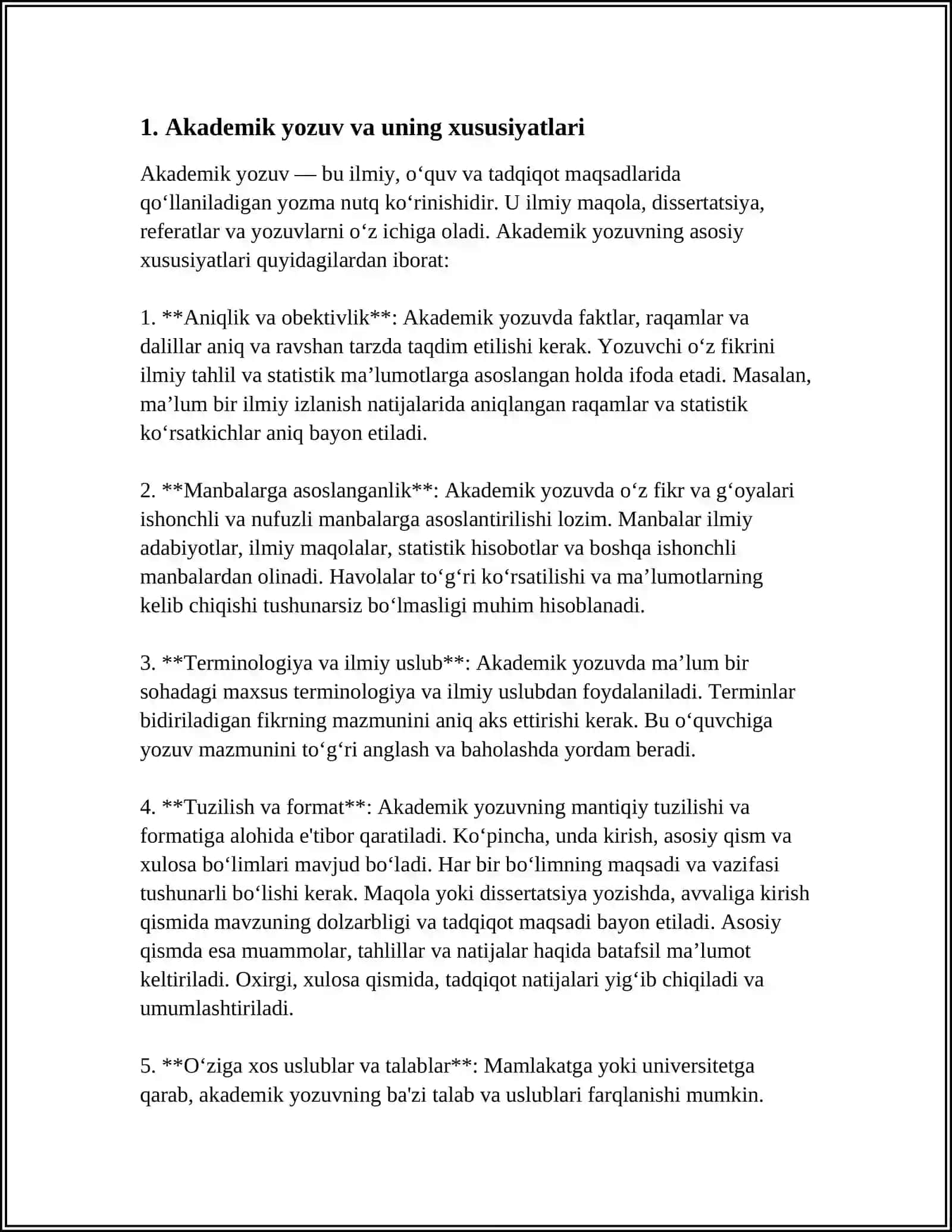 AKADEMIK YOZUV TEXNIKALARI:SAMARALI MATN TUZISH VA YOZISH 3