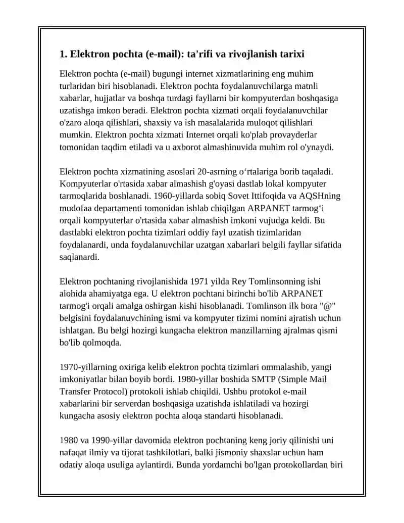 INTERNET VA INTERNET XIZMATLARI.ELEKTRON POCHTA XIZMATLARI 3