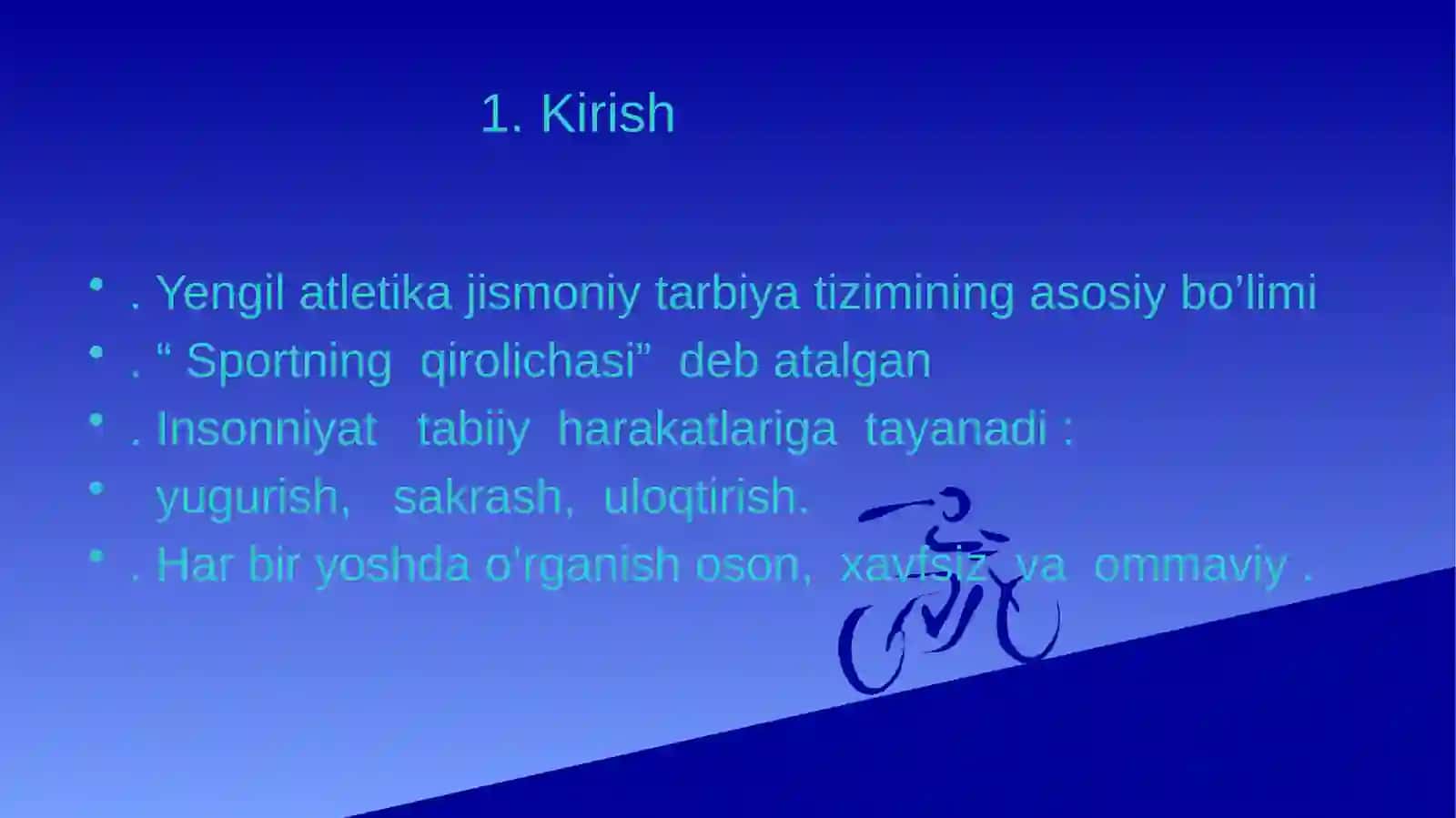 Yengil atletikaning jismoniy tarbiya tizimidagi o’rni va ahamiyati 3