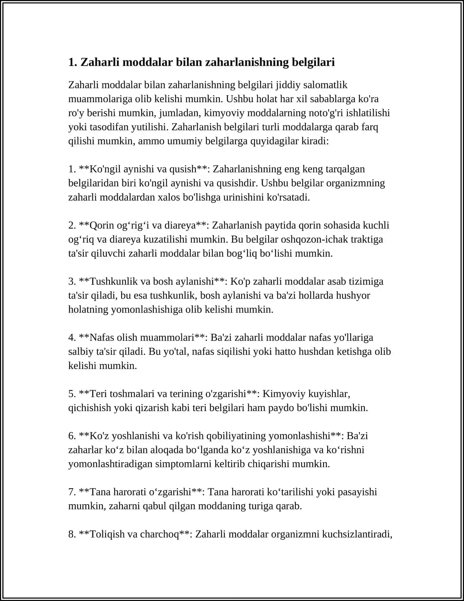 DORI VOSITALAR BILAN O'TKIR ZAHARLANISHDA BIRINCHI YORDAM 3
