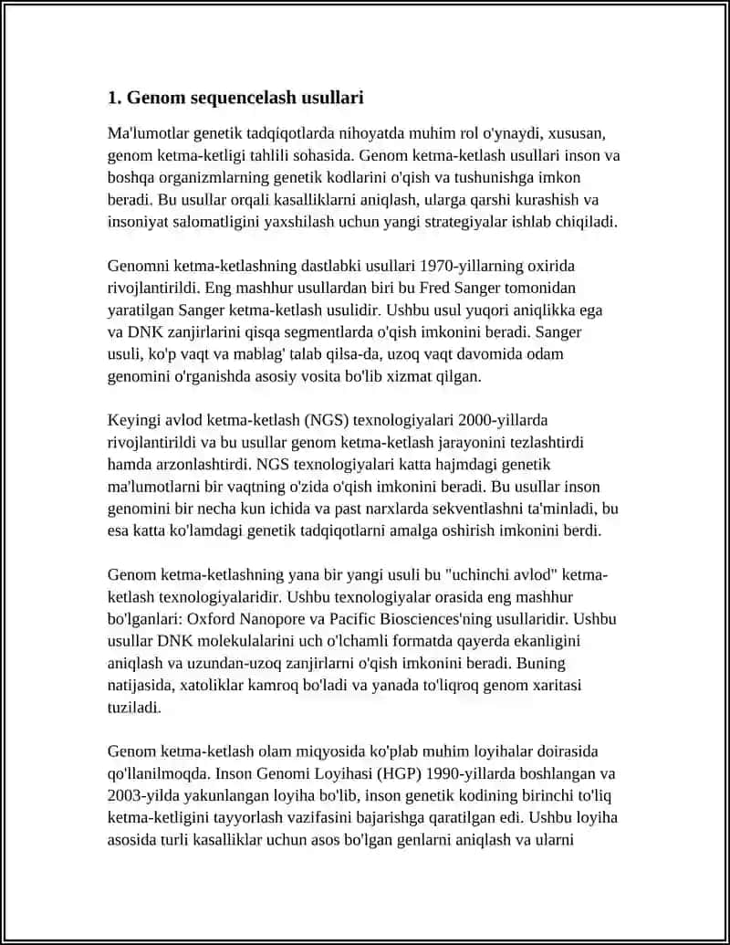 MUSTAQIL ISH Mavzu: ODAM GENETIKASINING HOZIRGI ZAMON USULLARI 3