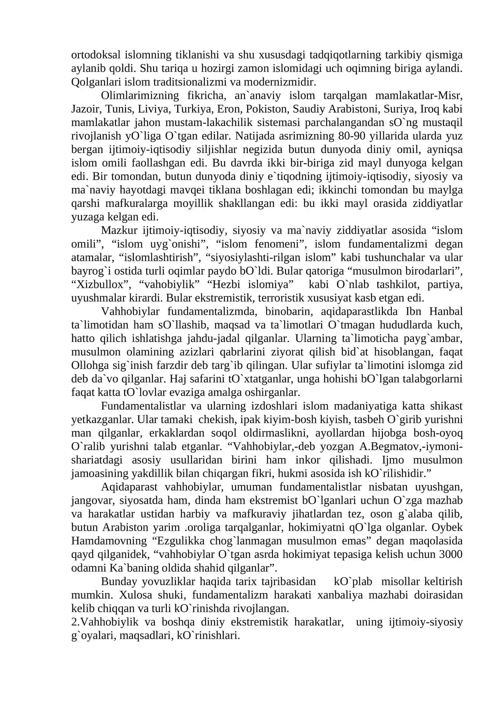 Diniy fundamentalizm, ekstremizm va fanatizm tushunchalarining tahlili 3