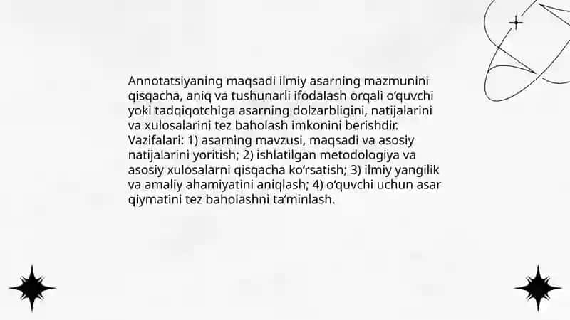 Sohaga oid ixtiyoriy ilmiy asarga annotatsiya tayyorlash 3