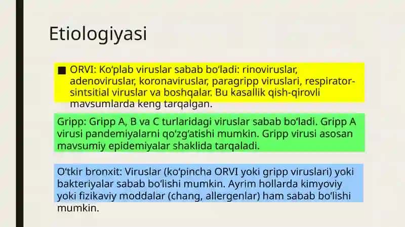 ORVI, gripp, o'tkir bronxit differensialdiagnostikasi 3