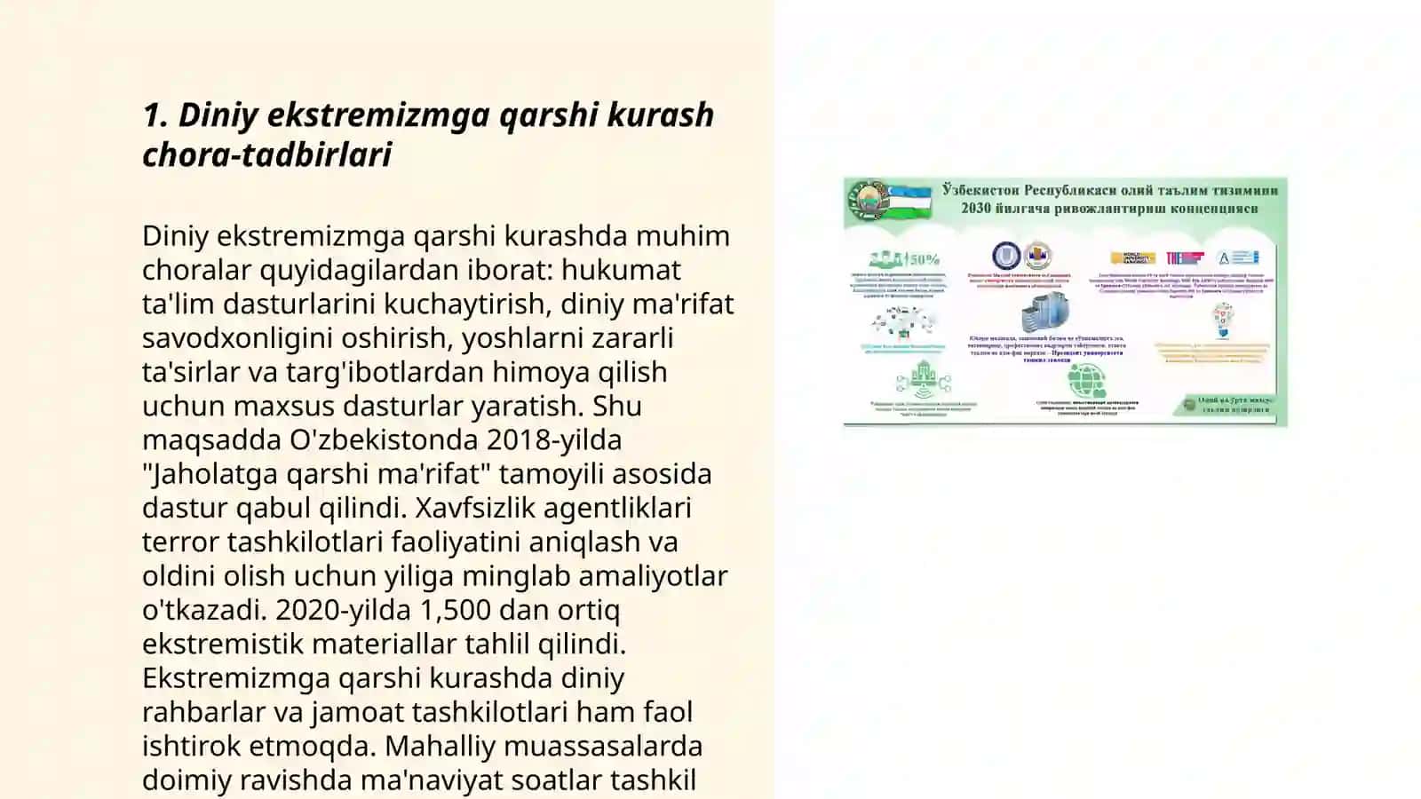 Oʻzbekiston davlat siyosatida radikal oqimlarga qarshi kurashning yoʻnalishlari 3