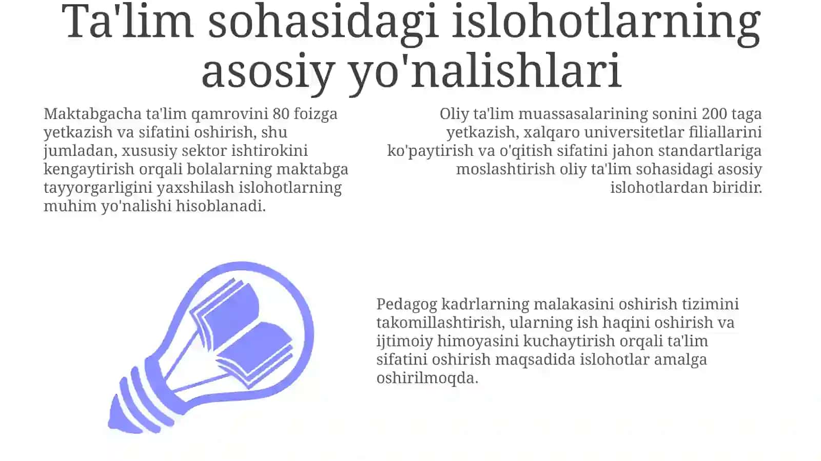 Ta’lim sohasidagi islohotlarning asosiy yo'nalishlari 3