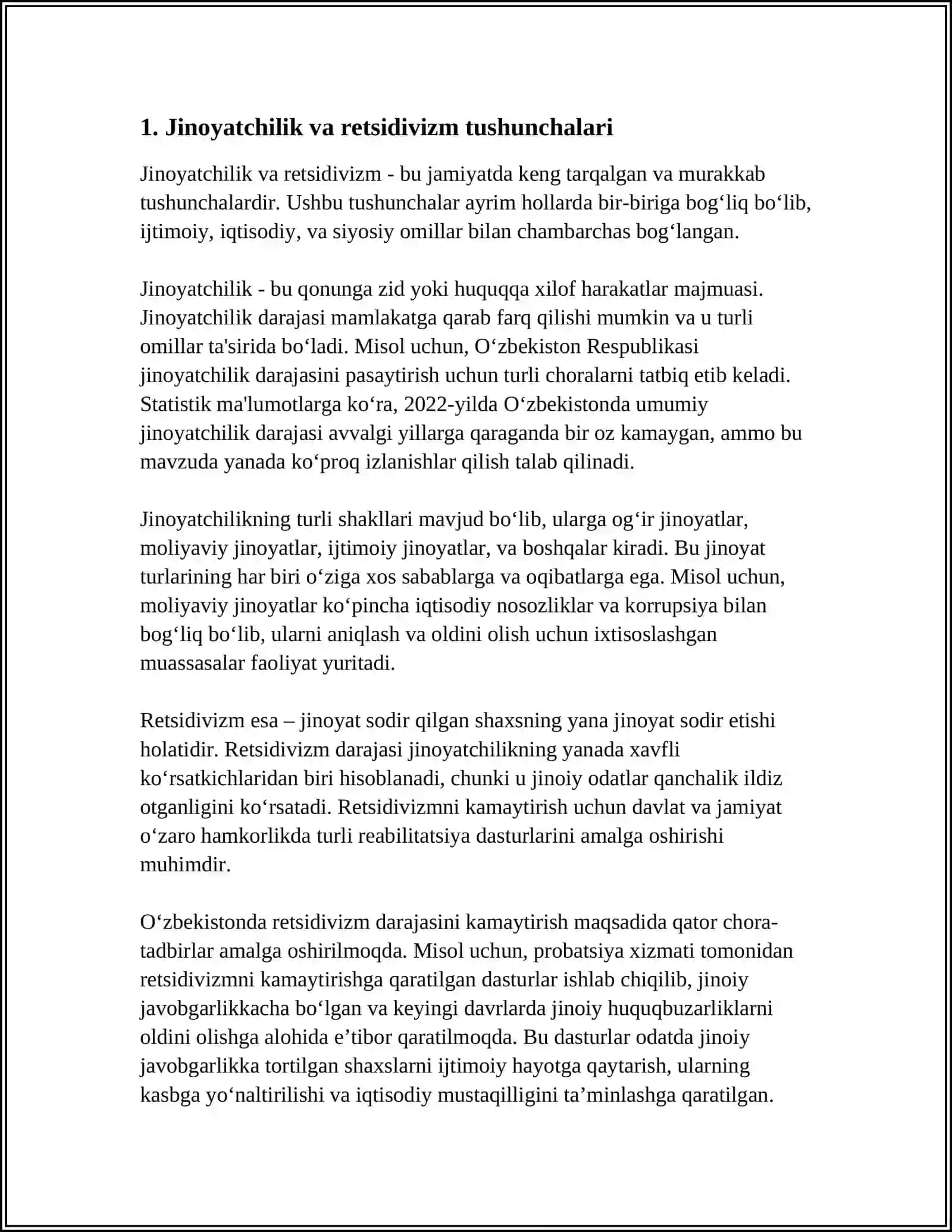 RETSIDIV JINOYATLAR VA OʻTA XAVFLI RETSIDIVIST 3