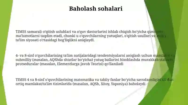 TIMSS -O'quvchilarning funksional savodxonlik Xalqaro baholash tadqiqotlari 3