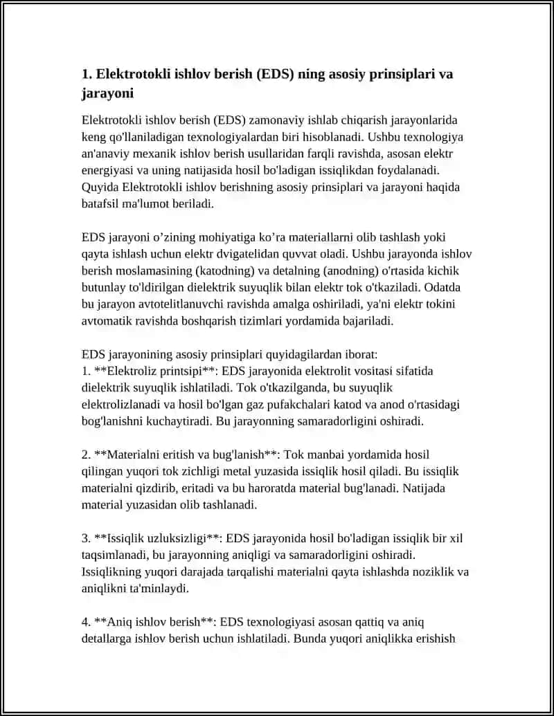 ELEKTROTOKLI ISHLOV BERISH (EDS) VA UNING QO‘LLANILISH SOHASI 3