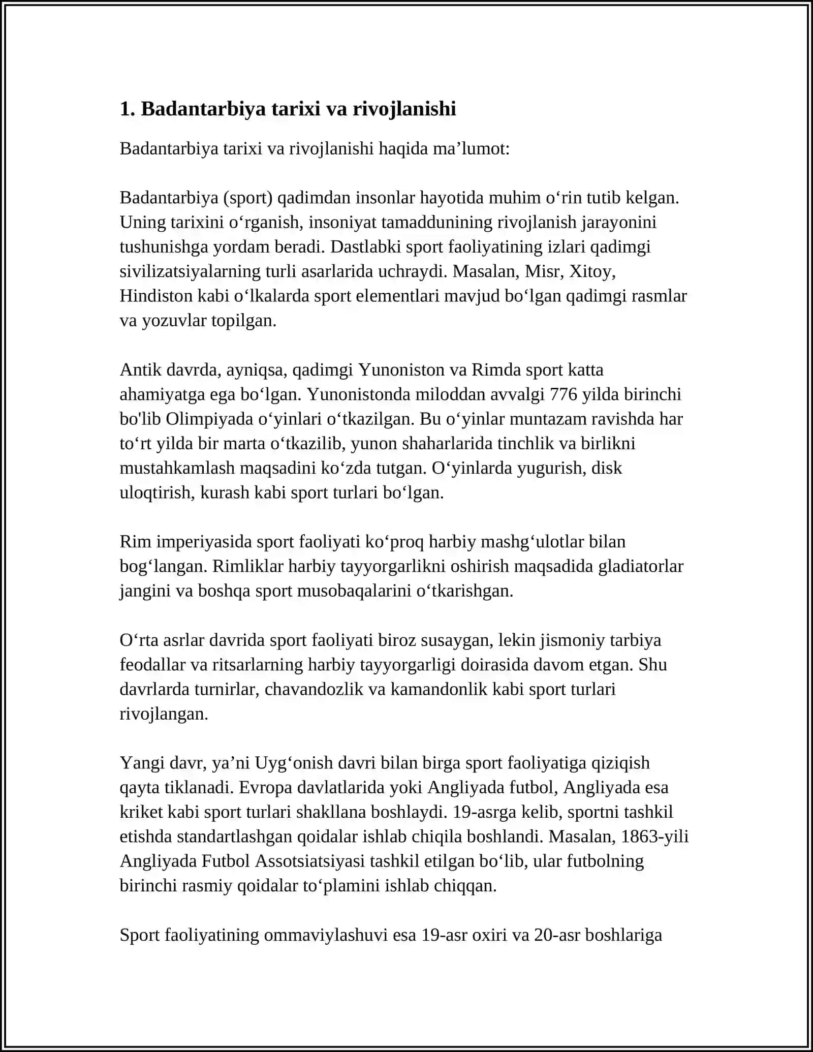 BADANTARBIYA (RAZMINKA), MOHIYATI, O'TKAZILISHI VA UNING TASHKILIY QISMI 3