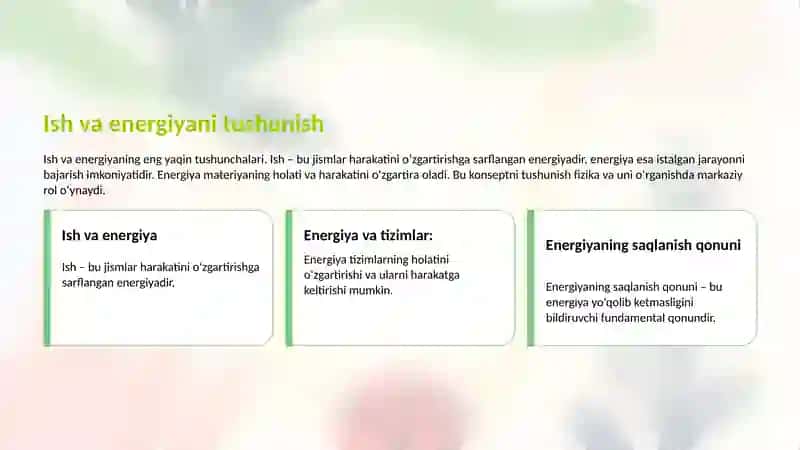 Ish va energiya saqlanish qonuni 3
