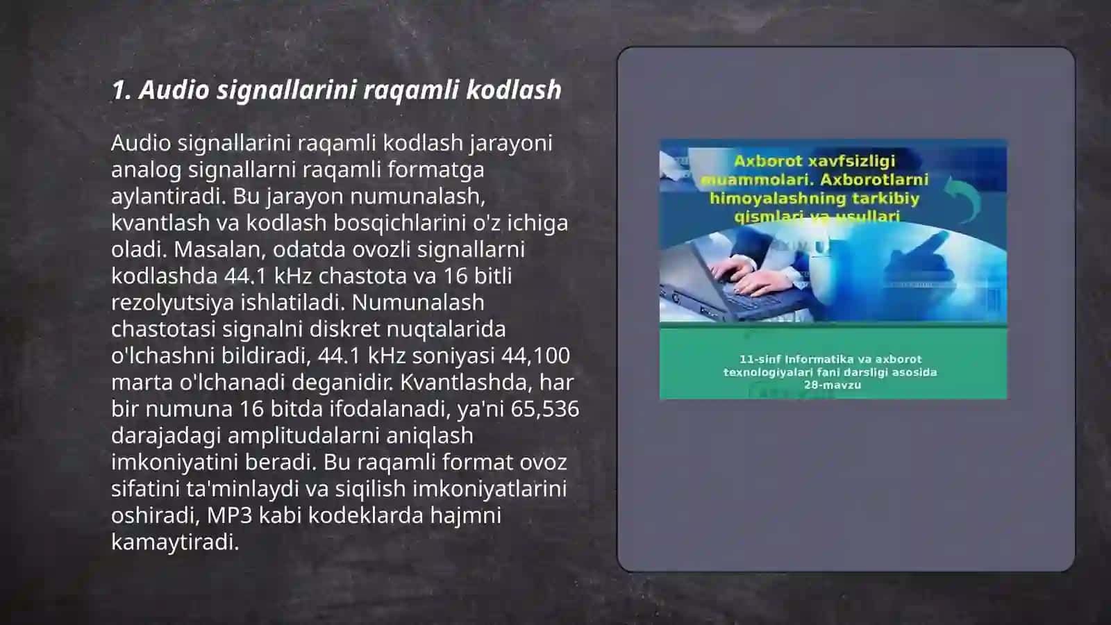 Audio va video axboratlarni kodlash 3